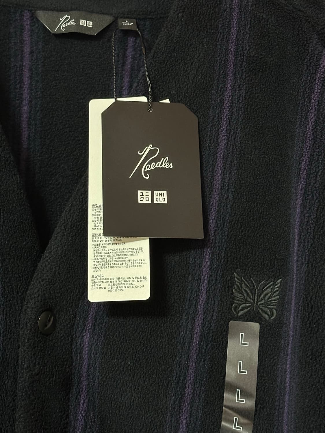 당일배송) 유니클로X니들스 후리스 오버사이즈 가디건 블랙 L 상품이미지2