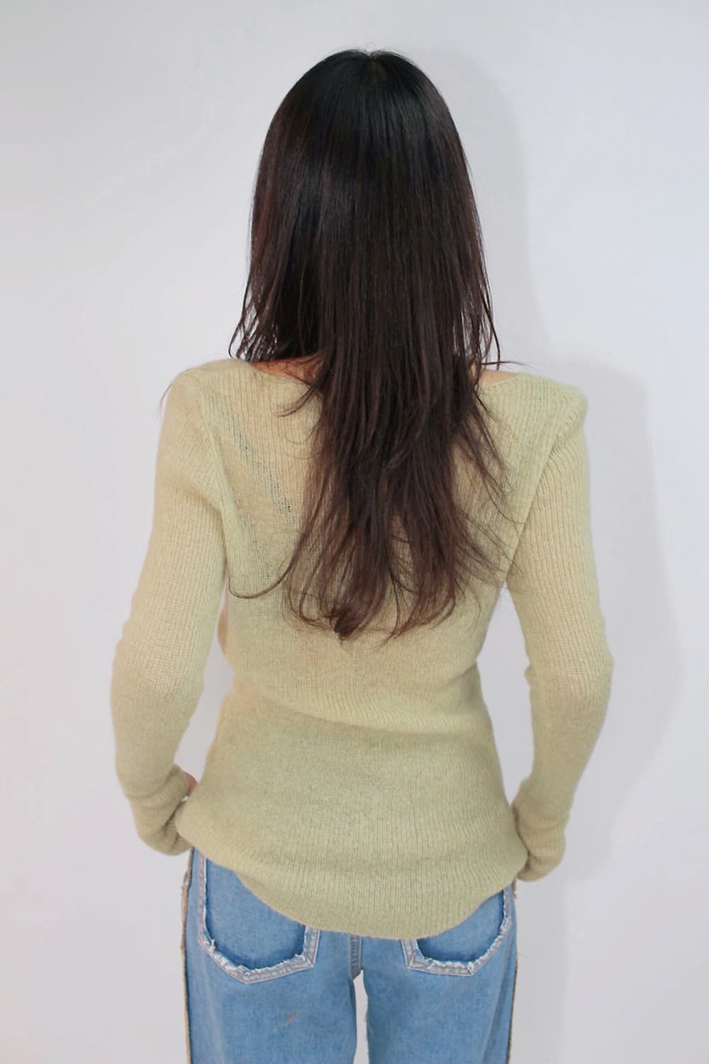 새상품) 시크윈 브이넥 루즈핏 모헤어 여리 니트 상품이미지6