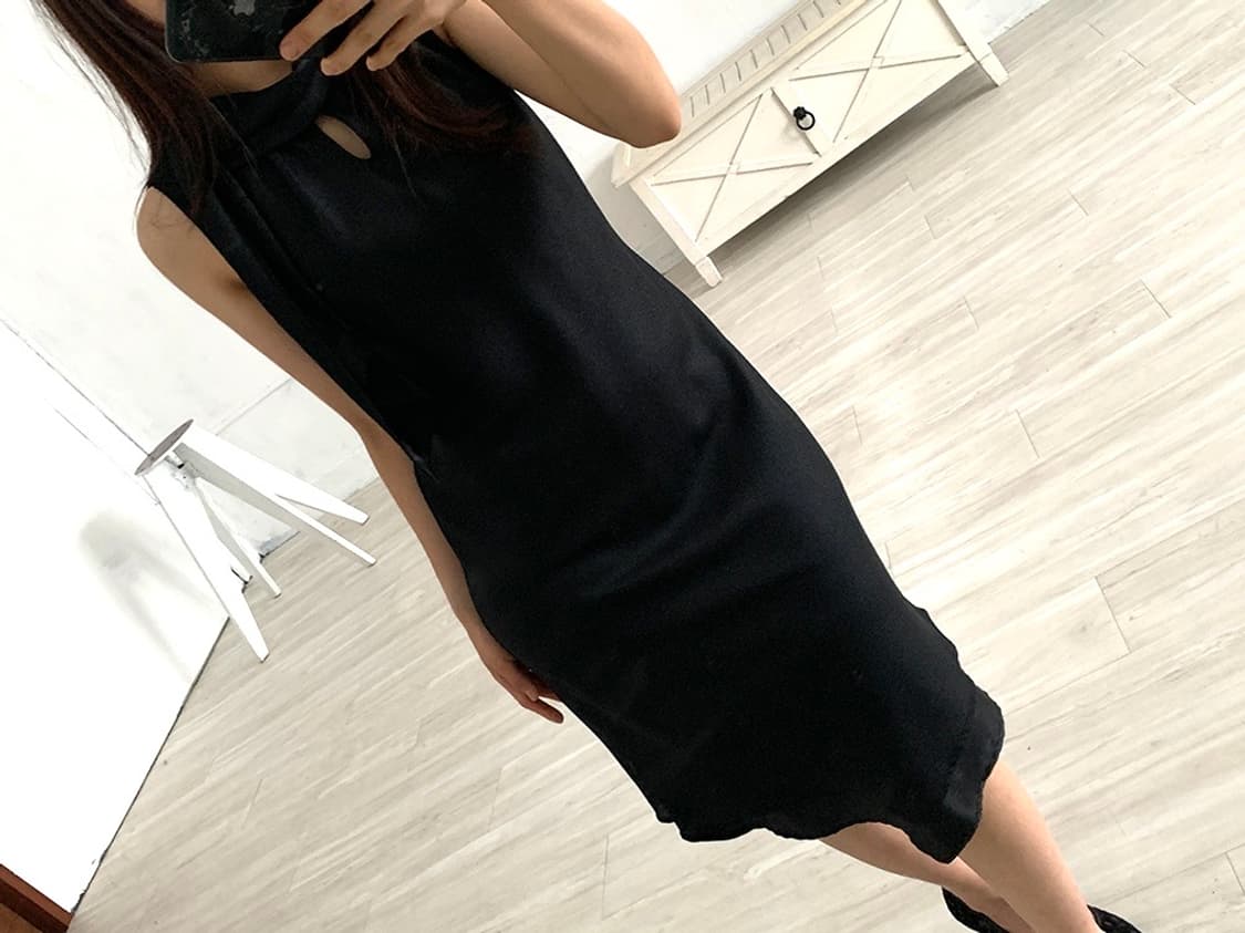 Black Tie Feminine Midi Dress 상품이미지2