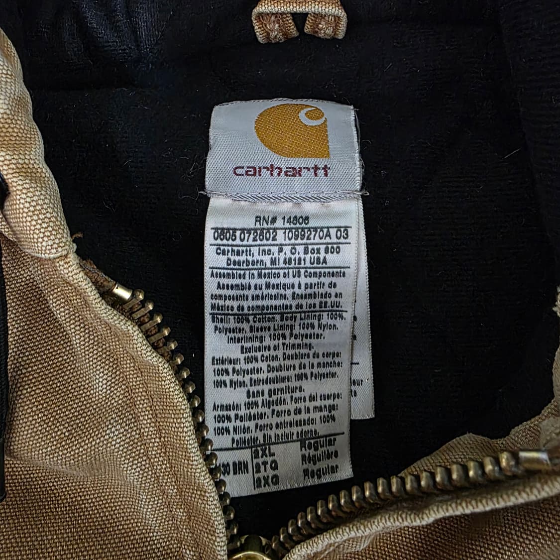 [2XL] 00s 빈티지 칼하트 j130 트래쉬드 페이드 워크자켓 상품이미지8