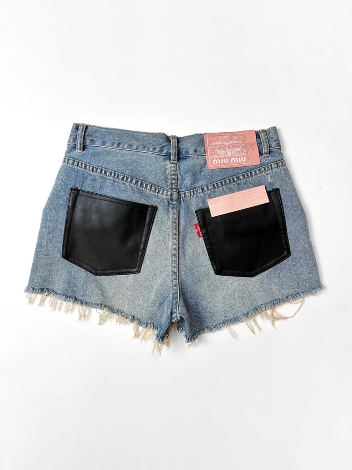 미우미우 x 리바이스 21ss 워시드 컷오프 데님 쇼츠 PN5400 상품이미지1