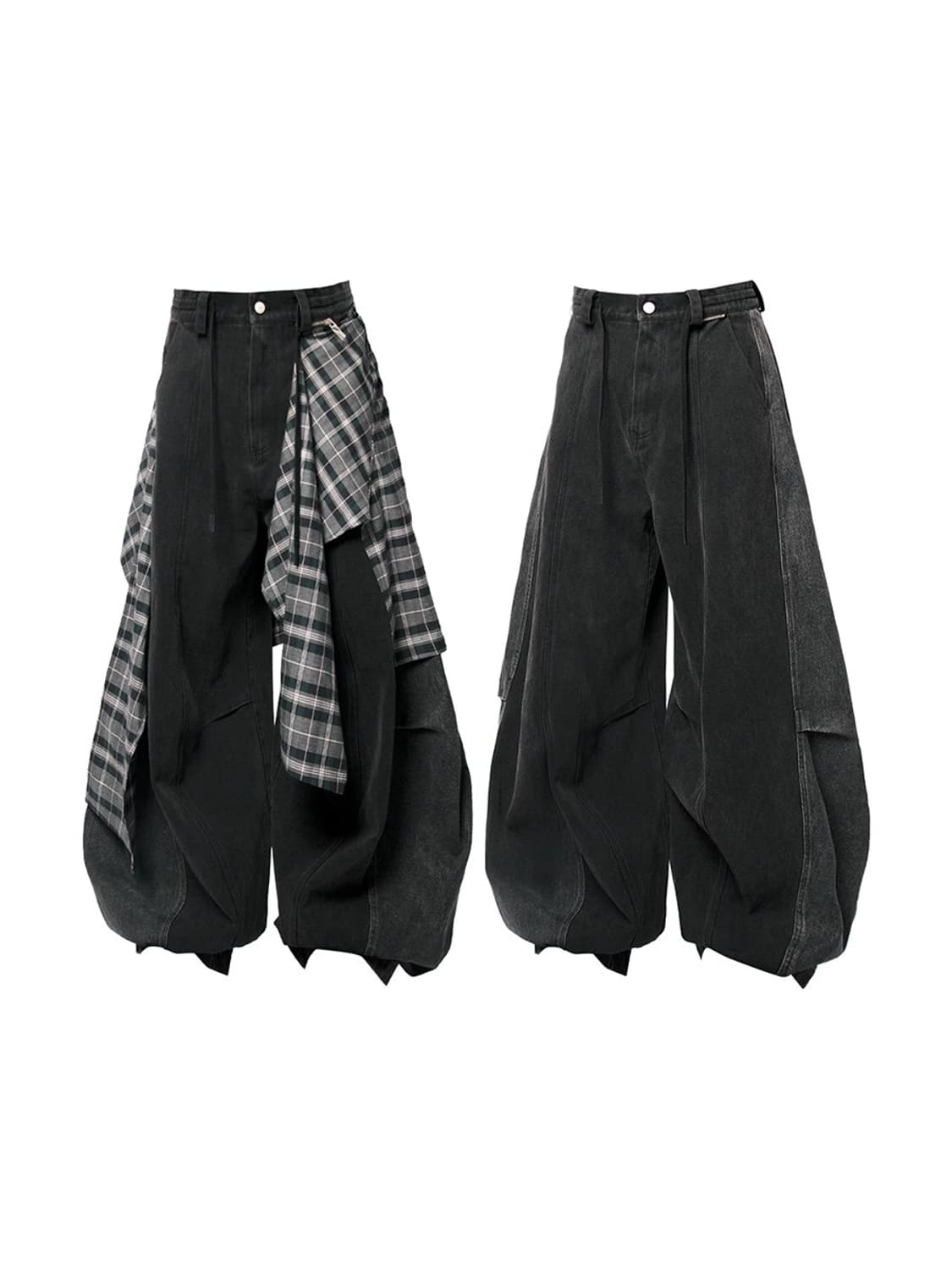 kuas 콰스 체크 커튼 데님 와이드 팬츠  상품이미지2