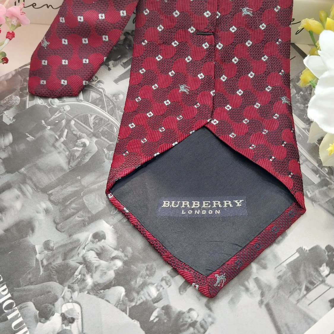 버버리 실크 기마사 로고 자카드 넥타이 10cm A+~A등급  K1508 상품이미지5