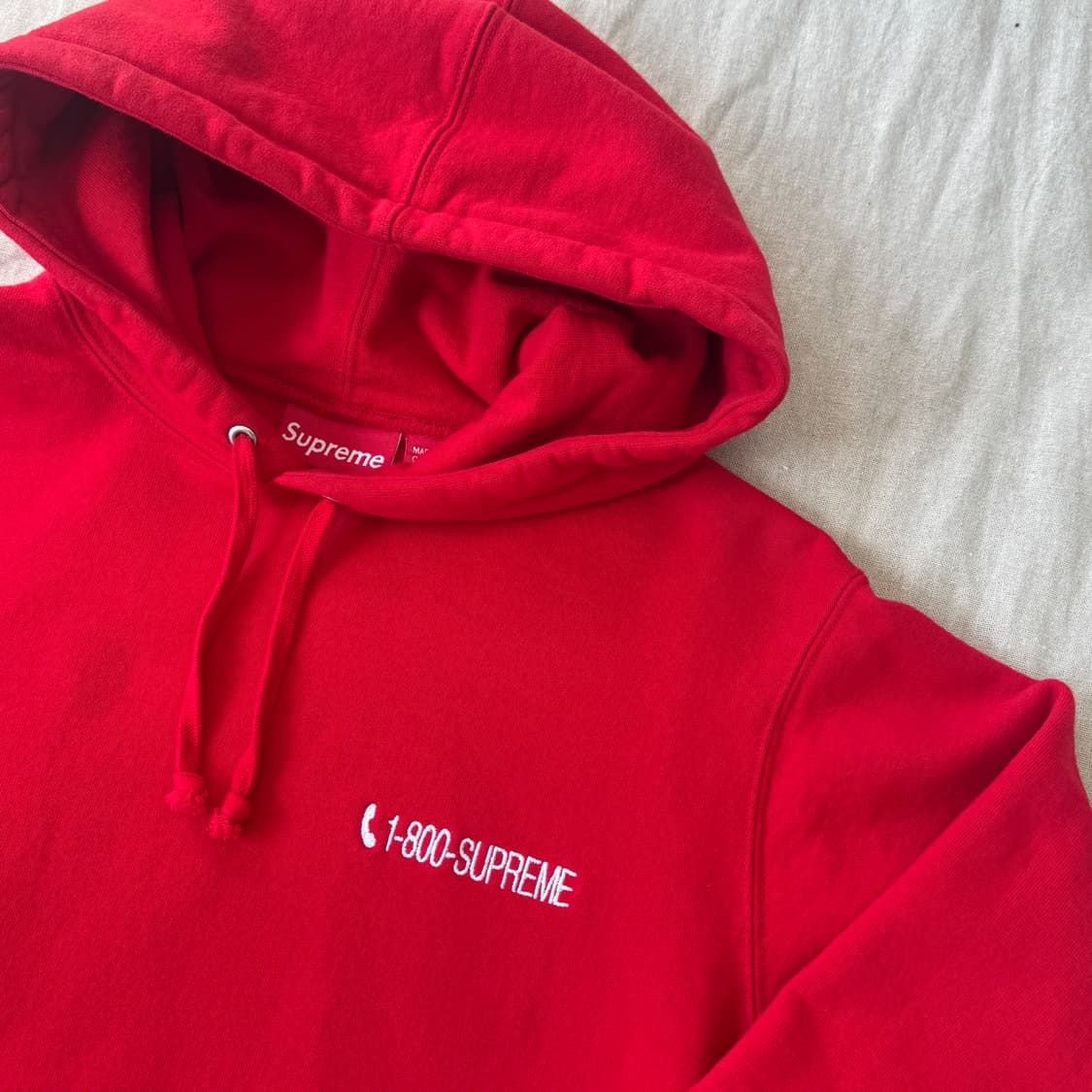 슈프림 19fw 1-800 자수 레드 후드 S 상품이미지4