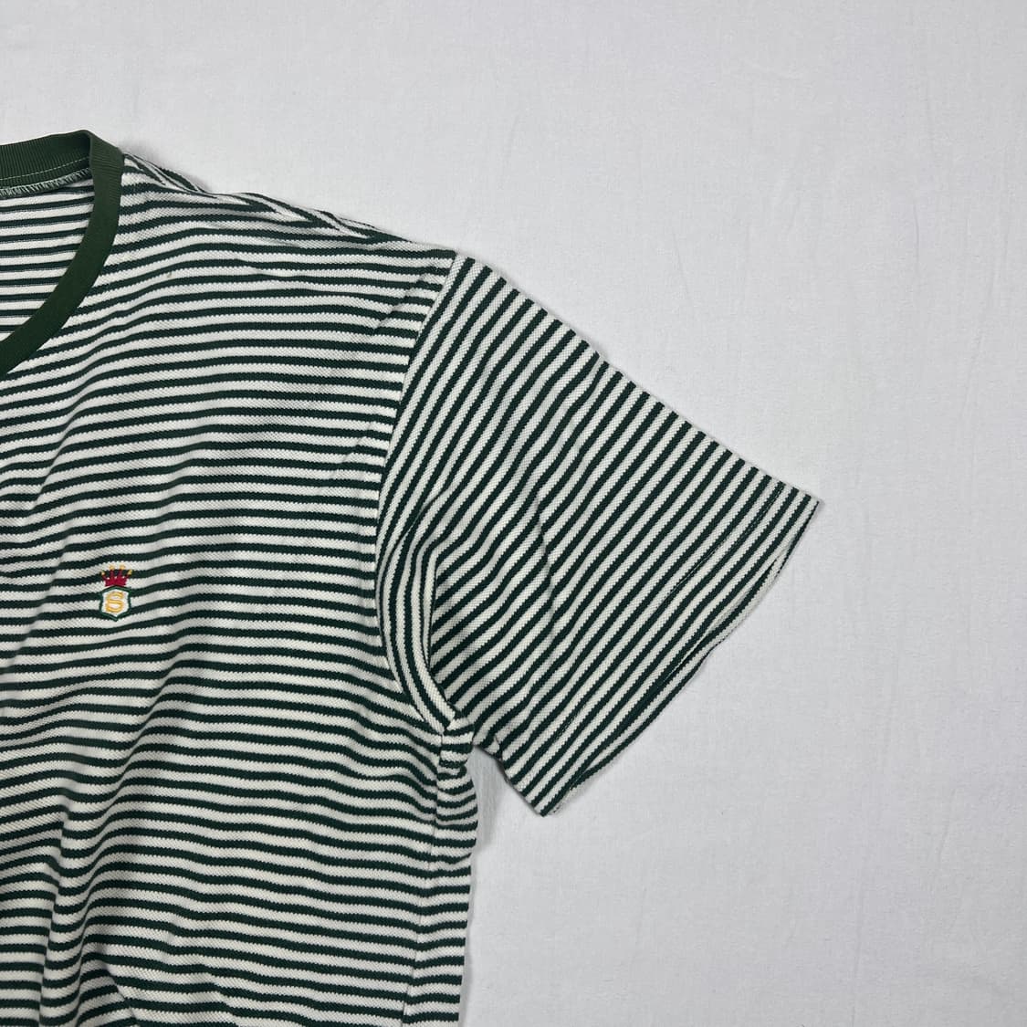 90‘s 스투시 stussy s 크라운 로고 스트라이프 반팔티 상품이미지4