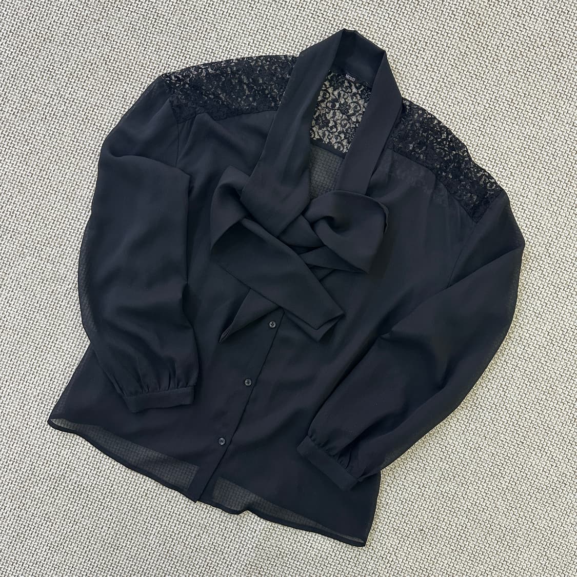 L 새상품 미쏘 레이스 블랙 블라우스 0424D 상품이미지1