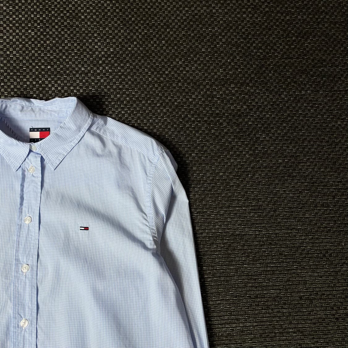 타미힐피거 스카이블루 마이크로 체크 패턴 긴팔 셔츠 M 상품이미지3