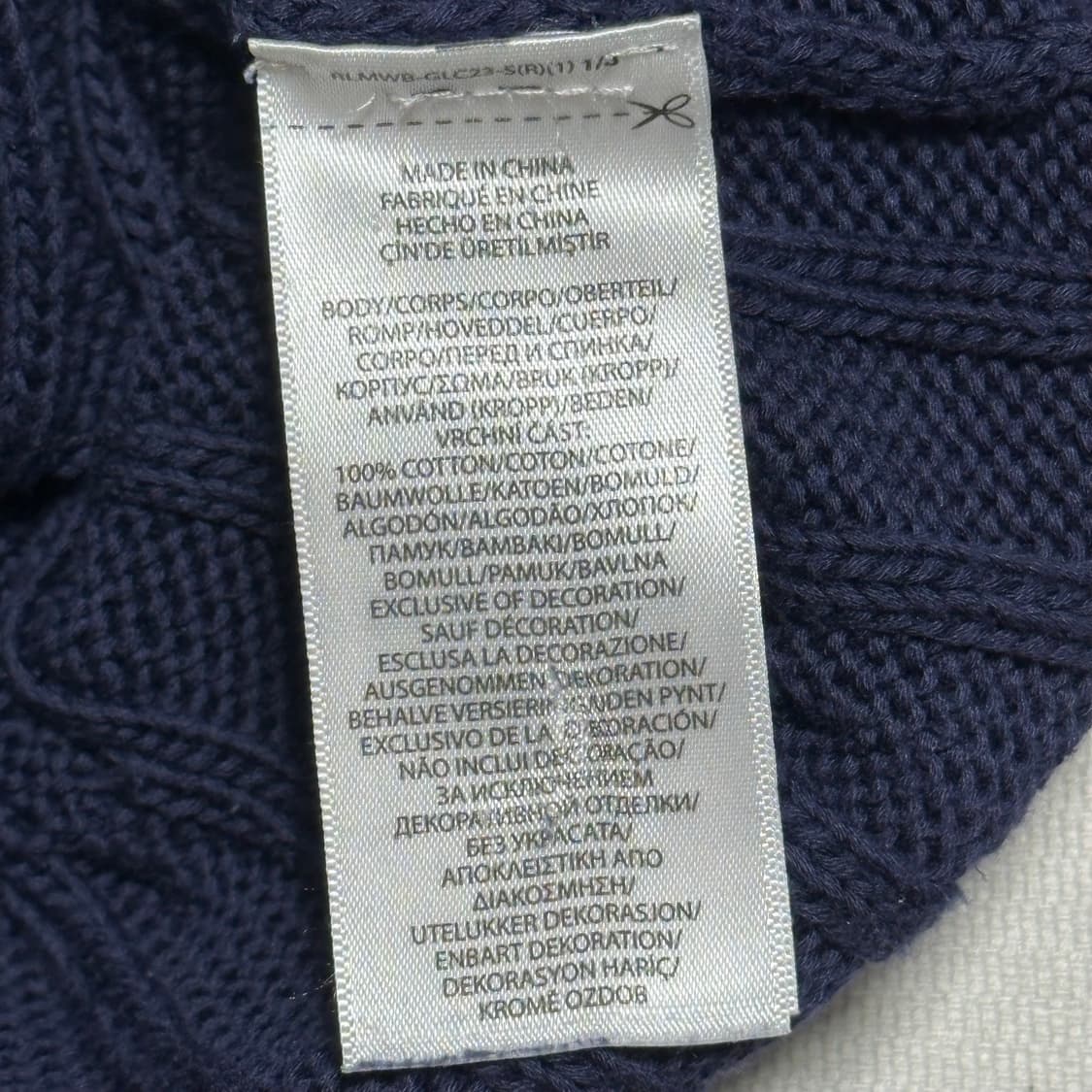 M 폴로랄프로렌 여성용 네이비 브이넥 케이블 니트 상품이미지5