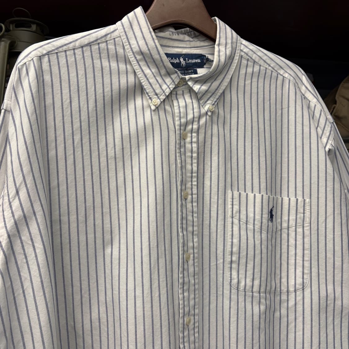 90s 폴로 랄프로렌 빅셔츠 라인 코튼 스트라이프 버튼다운 셔츠 N791 상품이미지3