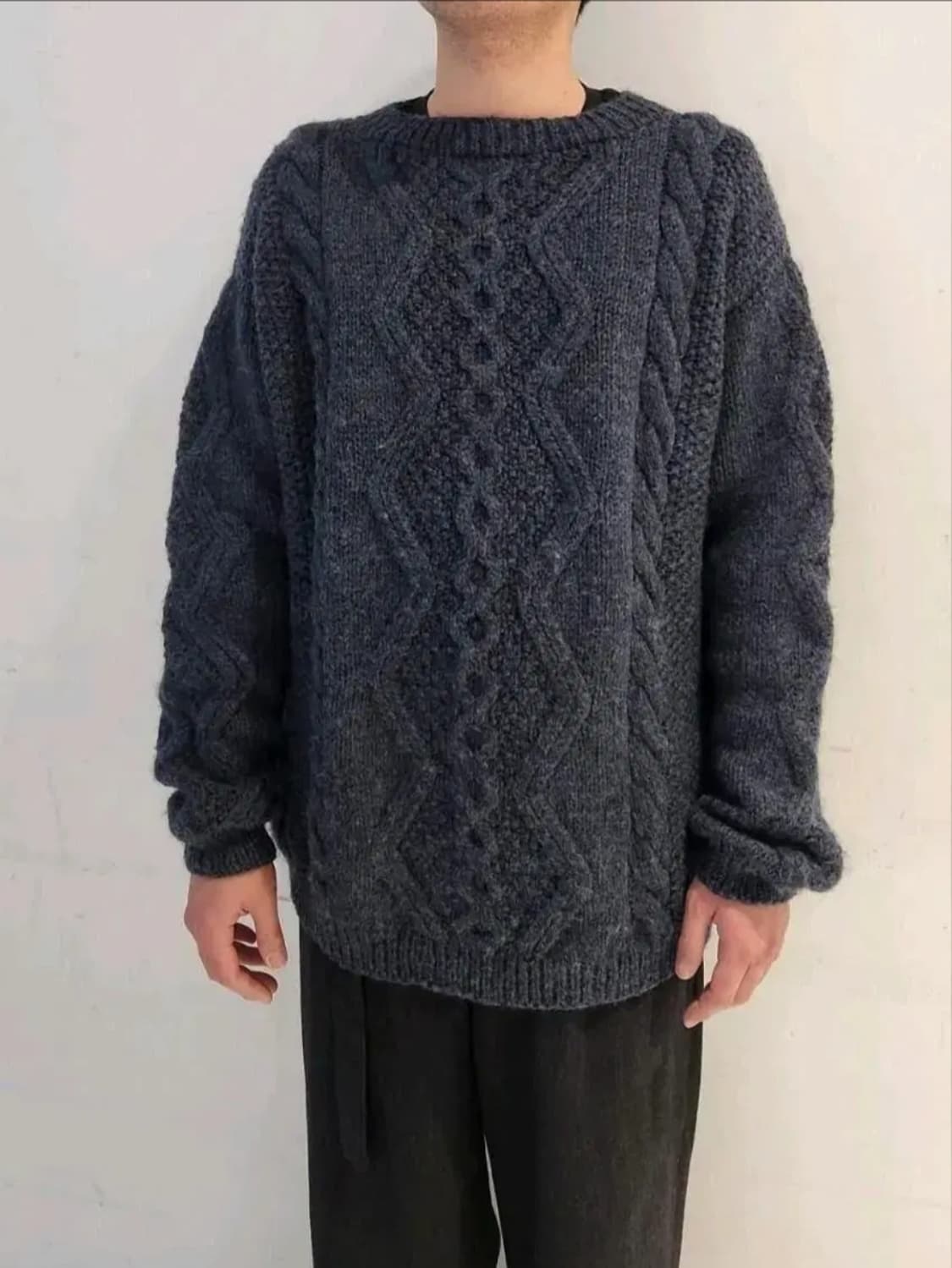 핸드워크 모크넥 헤비울 짜임 니트 상품이미지2