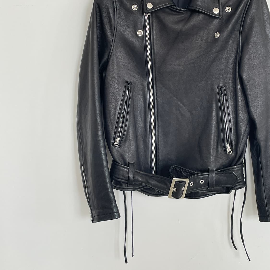 moussy 마우지 리얼 레더 백 아일렛 디테일 라이더 자켓 상품이미지4