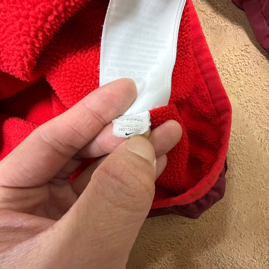 나이키 버건디 기모 플리스 바람막이 상품이미지4