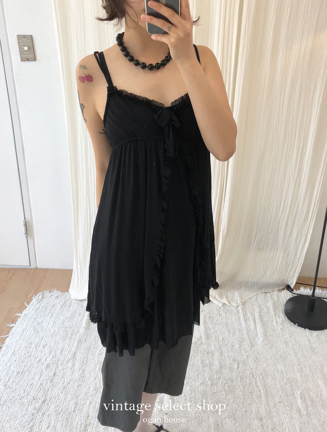 vintage midnight frill chiffon cami dres 상품이미지2