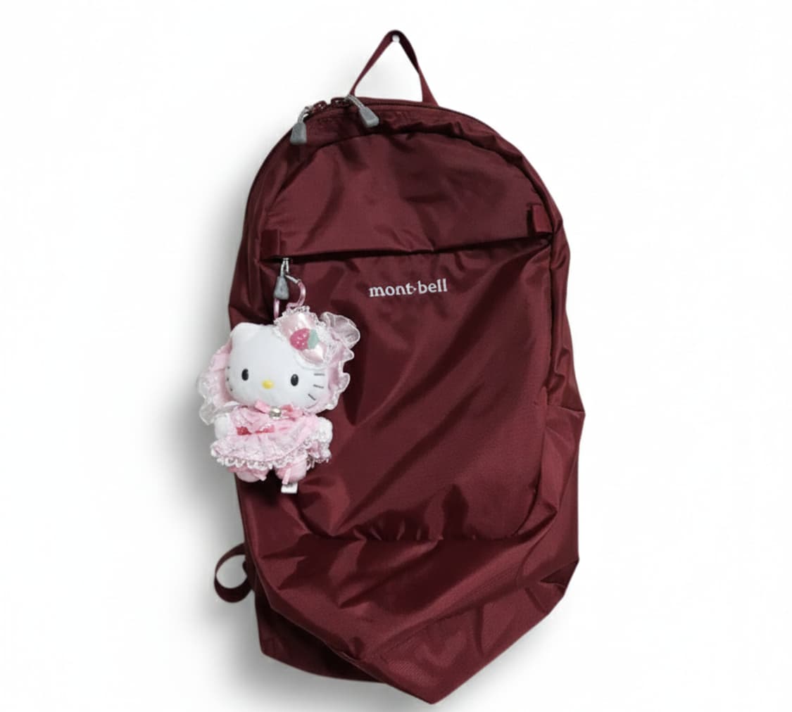 급처)몽벨 포켓터블 백팩 15L 와인 버건디(키티키링 포함) 상품이미지1