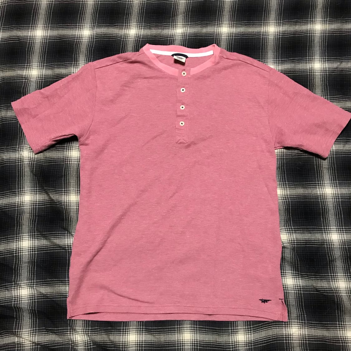 재팬 빈티지 핑크 와플 헨리넥 상품이미지1