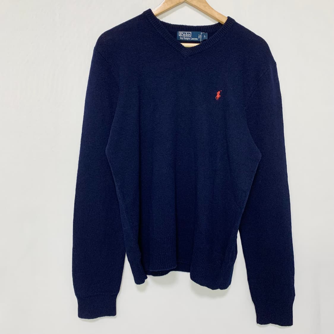 폴로 랄프로렌 램스울 네이비 브이넥 니트 남성 L 상품이미지2
