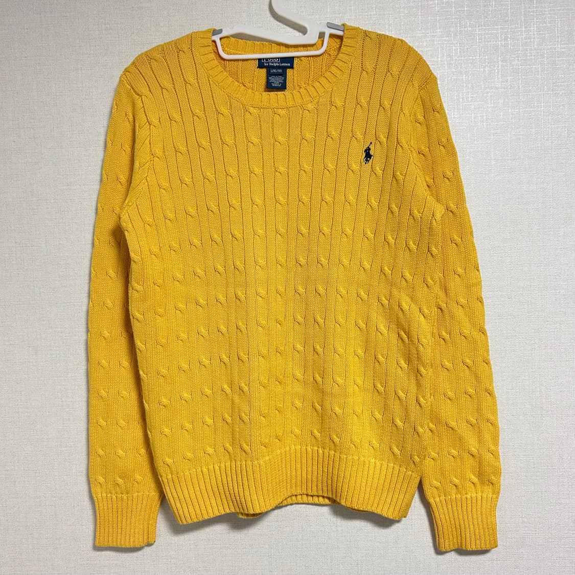 폴로 랄프로렌 케이블 꽈배기 니트 노랑 옐로우 병아리 L 상품이미지3