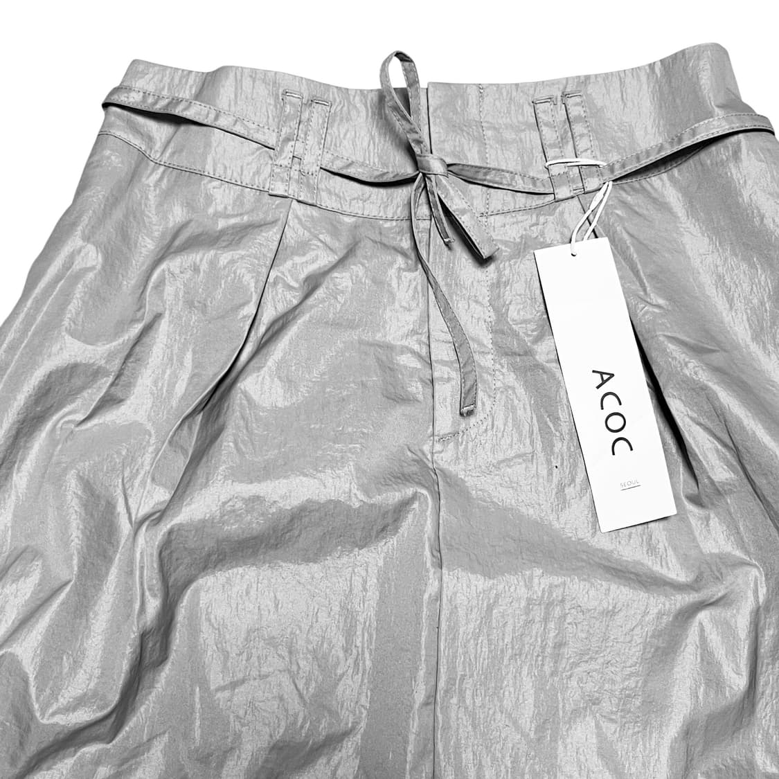 Acoc, Tuck String Skirt_Gray 상품이미지3