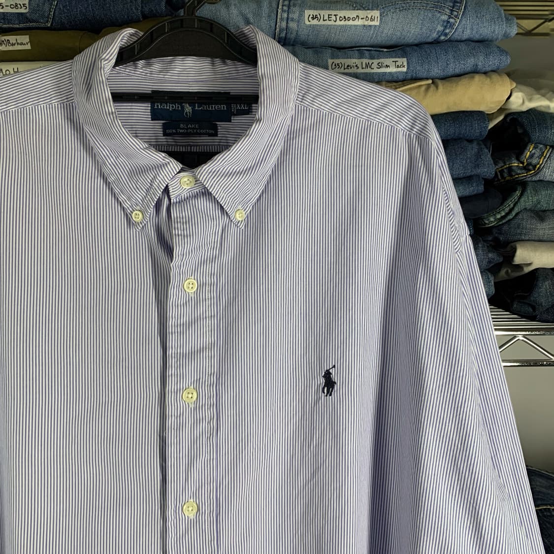 [2XL] 폴로 랄프로렌 벵골 스트라이프 투플라이 코튼셔츠 블레이크 상품이미지1