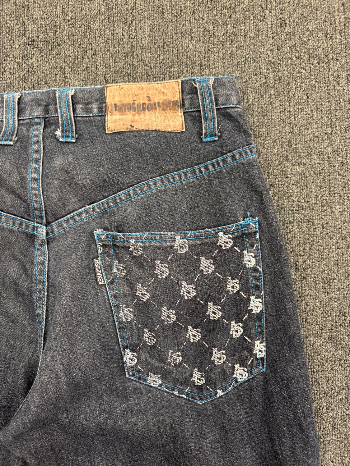 34)Asnadispec 빈티지 포켓 프린팅 블루 스티지 데님팬츠 상품이미지7