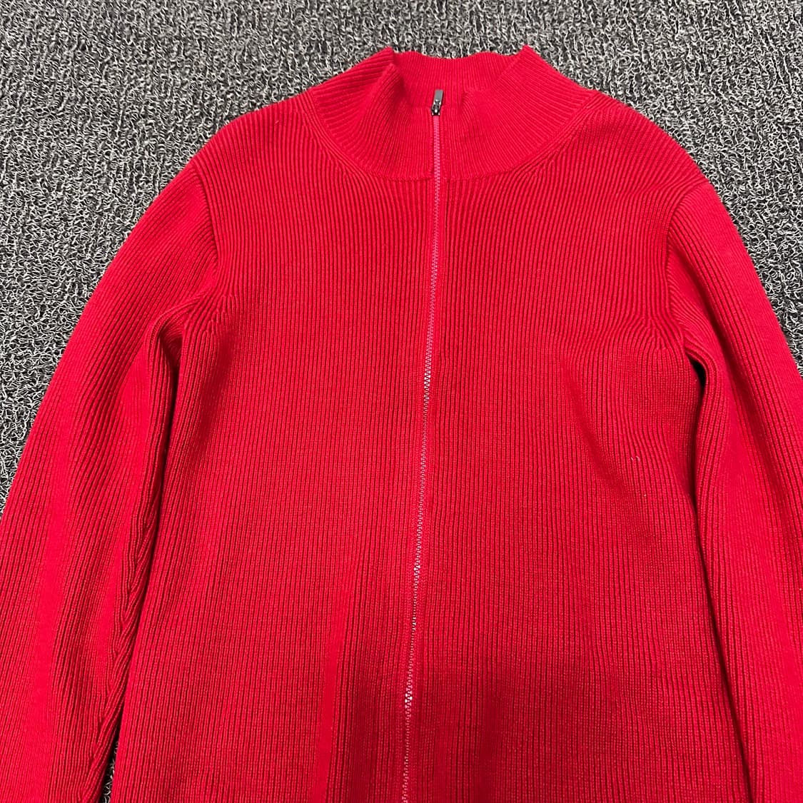 INTERMEZOO 인터메조 골지 니트 집업 레드 100(L) 상품이미지2