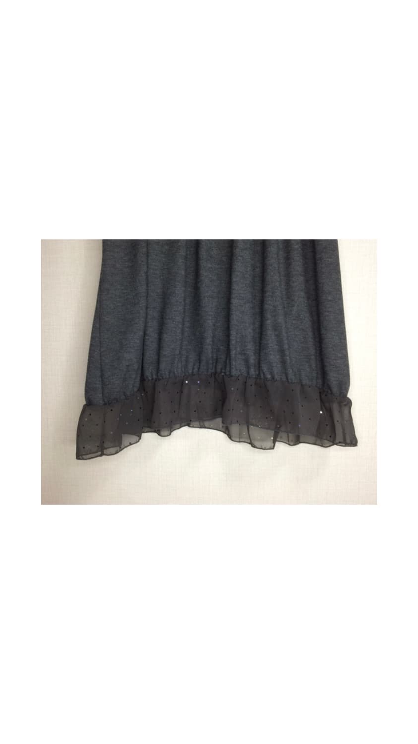 빈티지 차콜 쉬폰 레이어드 백 리본 반팔 원피스 튜닉 상품이미지2