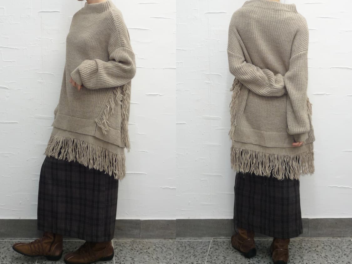 Oatmeal fringe hem knit 상품이미지3