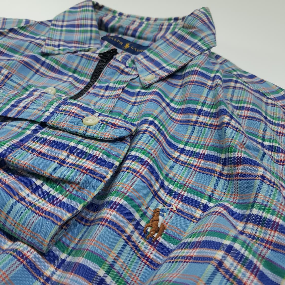 CL991 폴로 90s 블루 매드라스체크 크롭 셔츠 상품이미지4