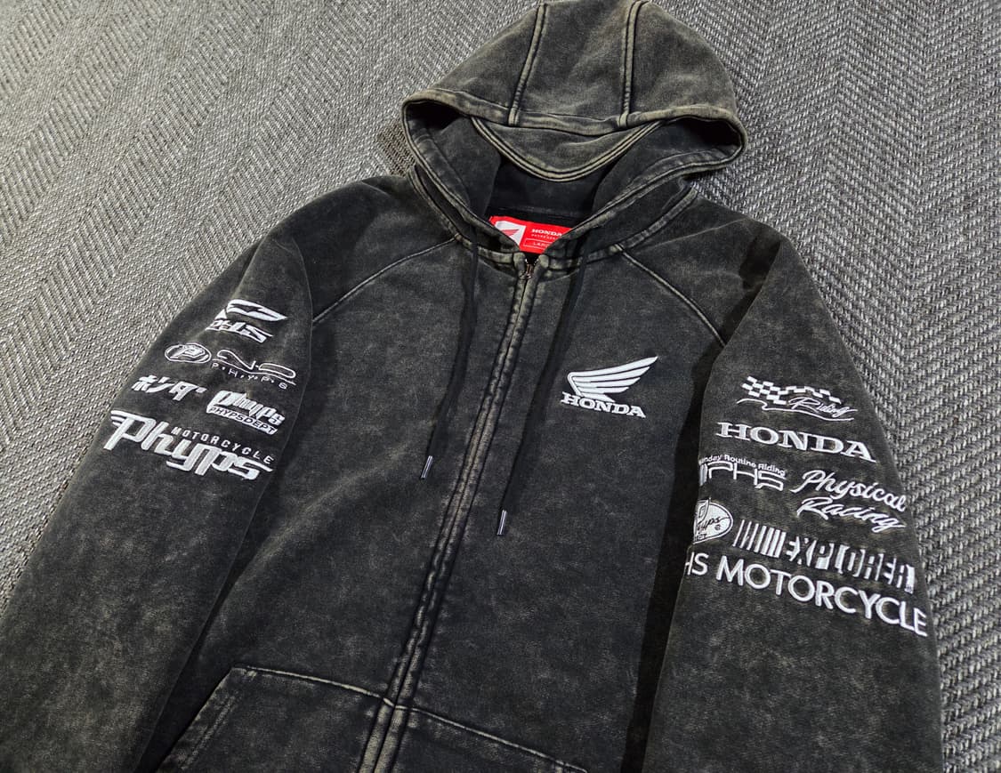 혼다 Honda 레이싱 워시드 바이커 후드집업

 상품이미지3