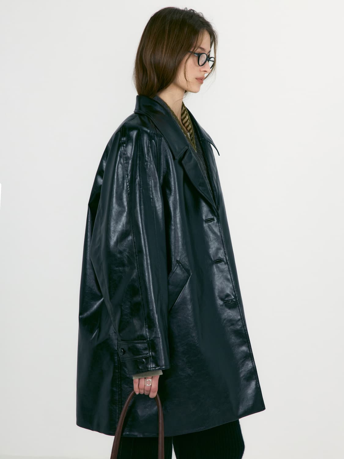 로우클래식 TEXTURED LEATHER HALF COAT 레더 자켓 상품이미지4