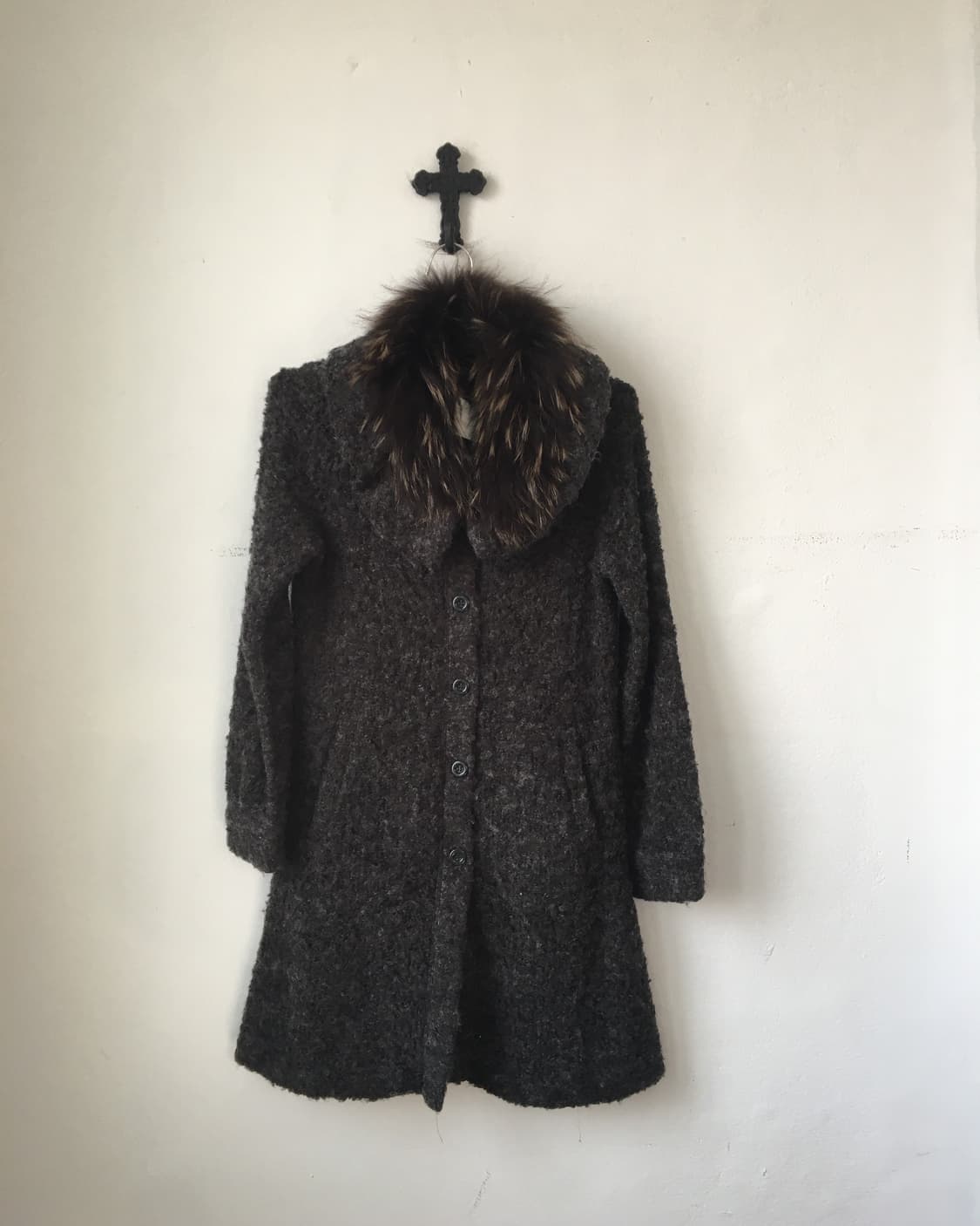 Fur collar point knit caridgna 상품이미지2