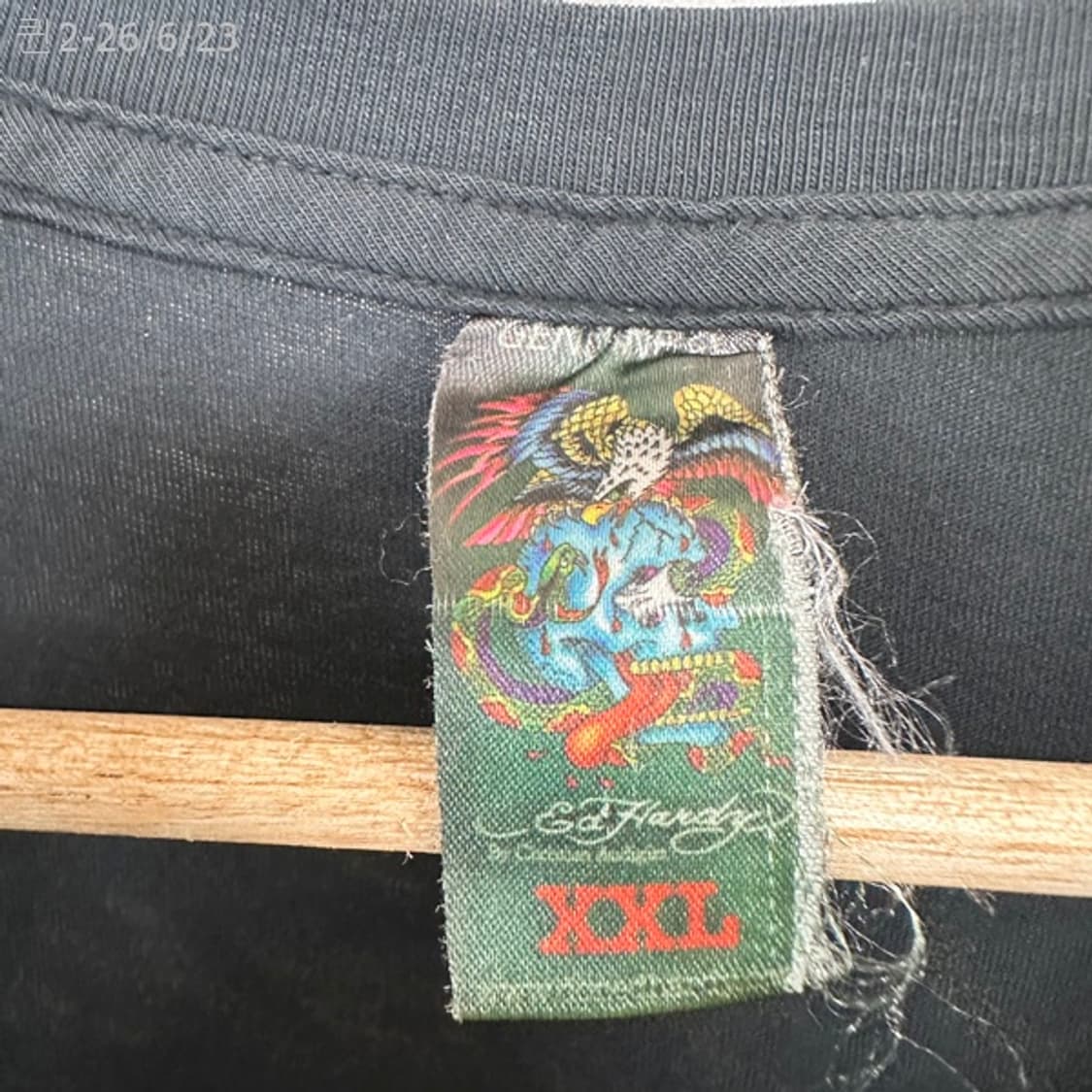 EDHARDY 에드하디 남자 스판 반팔티 검정 XXL  상품이미지5