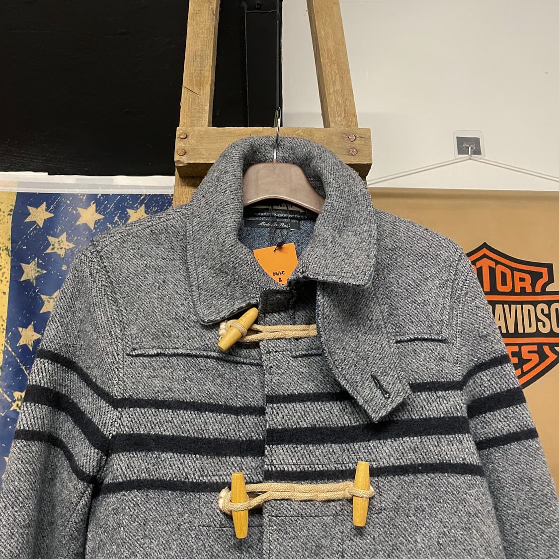 90s FELTED Made in Italy 패턴 울 더플 코트 상품이미지3