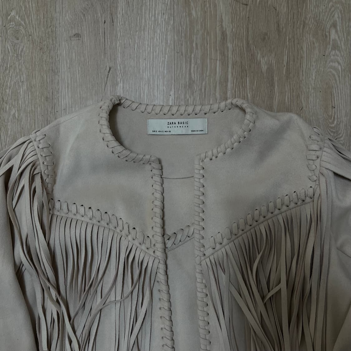 자라 베이직 프린지 크롭 스웨이드 자켓 S/90 상품이미지2