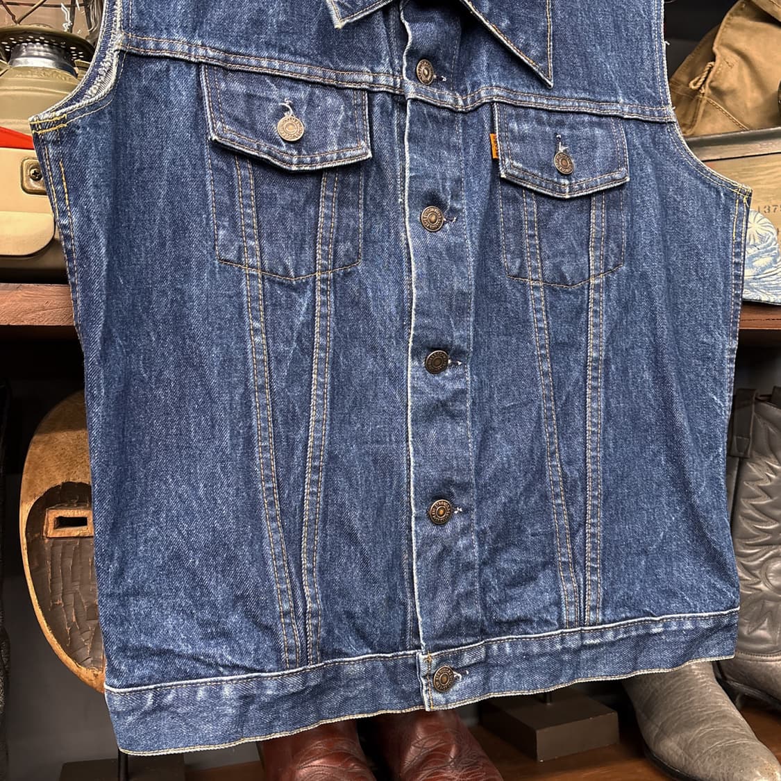 70s 올드 리바이스 오렌지탭 타입3 트러커 데님 베스트 N821 상품이미지4