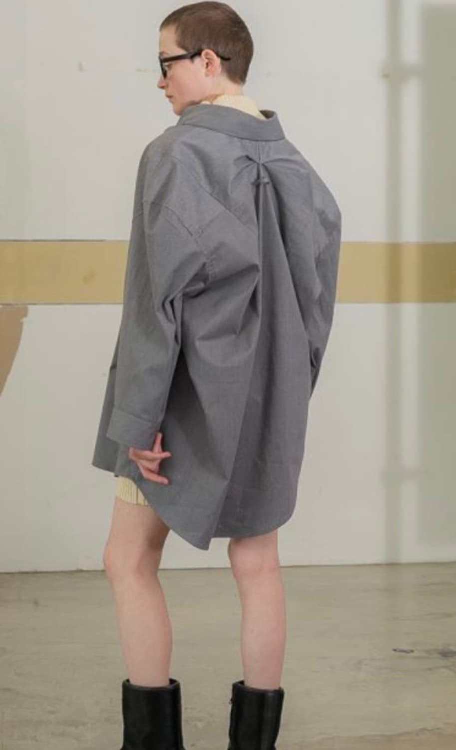 perverze waist tie shirts (dark navy) 상품이미지2