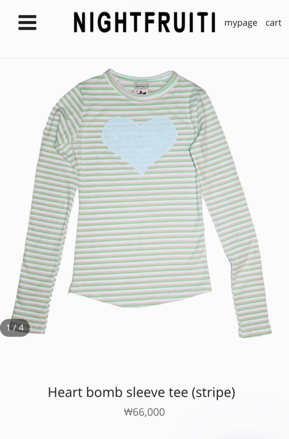 나이트프루티 Heartbomb sleeve tee 상품이미지1