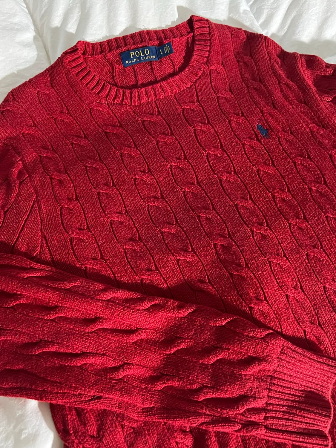폴로랄프로렌 꽈배기니트 레드 사이즈L 상품이미지2