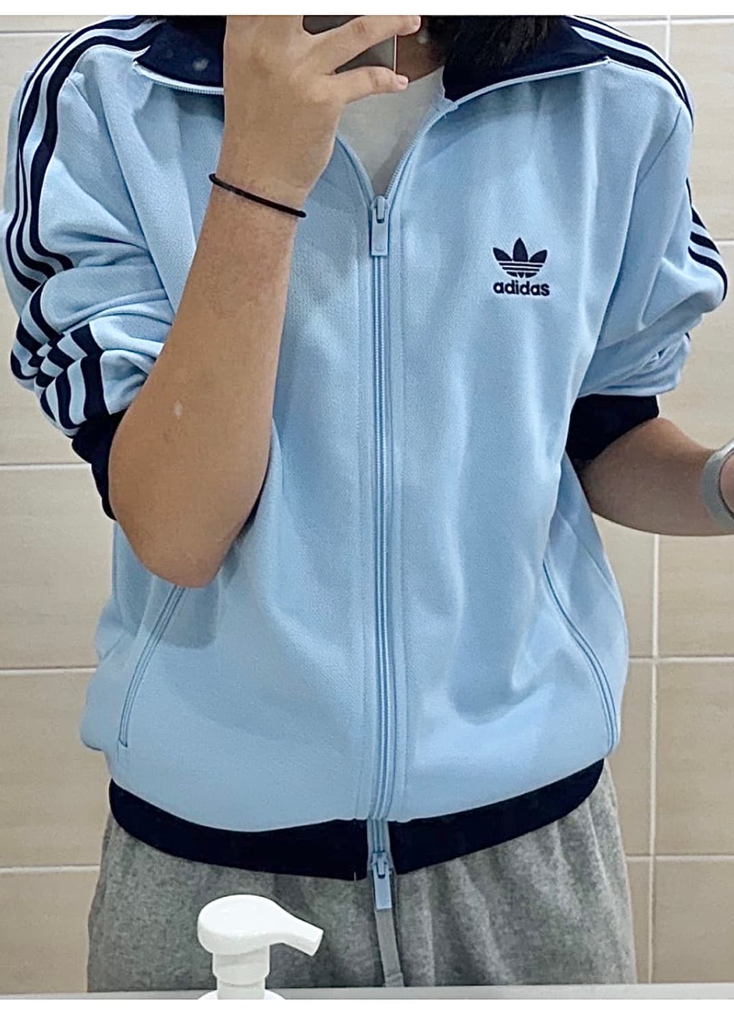 아디다스 져지 저지 트랙탑 하늘색 남색 네이비 2xl 집업 파이어버드 상품이미지2