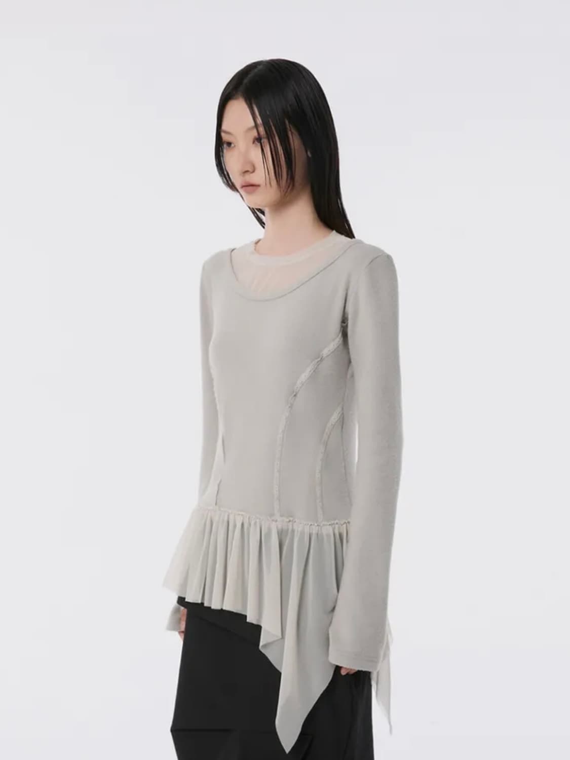 플레어업 레이어드 레이스 프릴 롱슬리브 상품이미지4