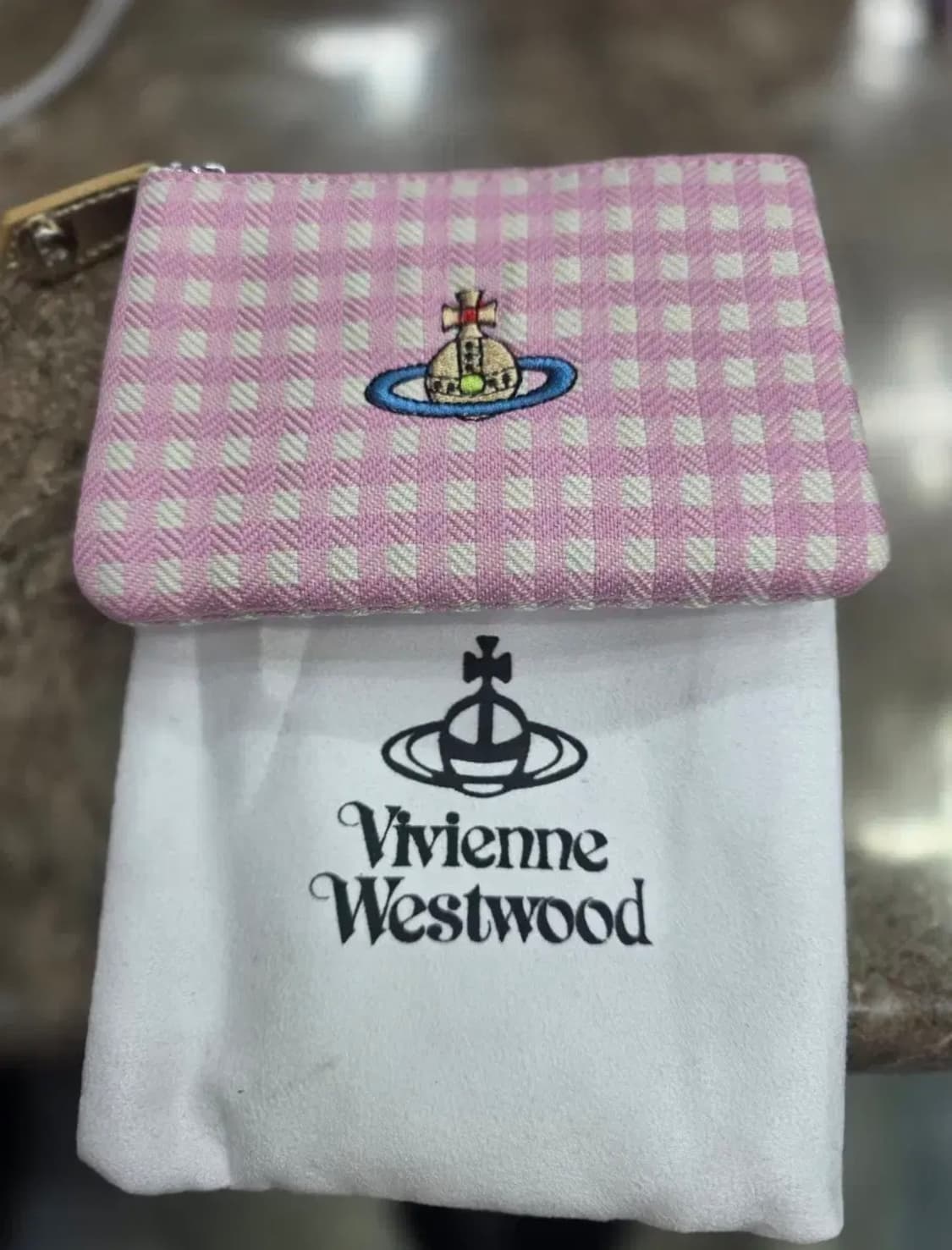 (미사용) 비비안웨스트우드 아카이브 야스민 핑크 체크 지갑 동전 카드 상품이미지1