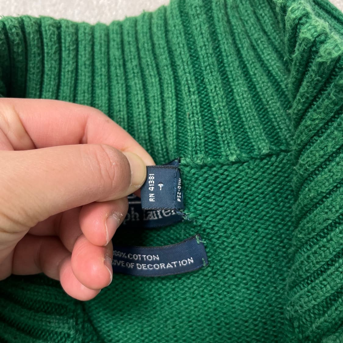 100 폴로랄프로렌 코튼 그린 니트 반집업 상품이미지3
