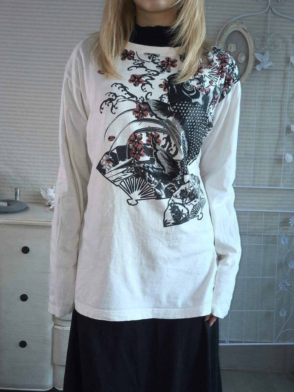 일본빈티지 오리엔탈 프린팅 긴팔 티셔츠 상품이미지5