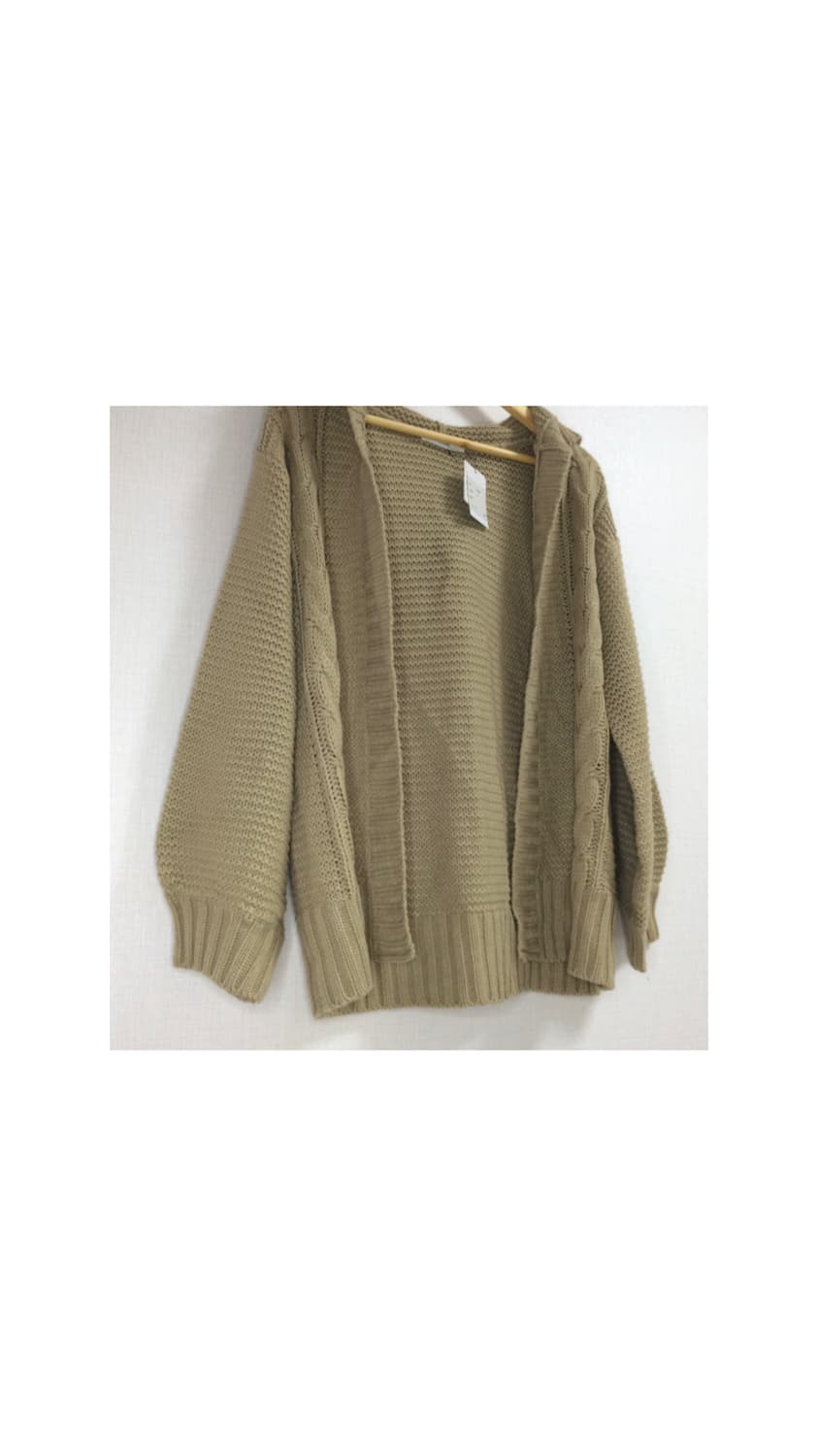 빈티지 니트 베이지 후드 가디건 상품이미지2