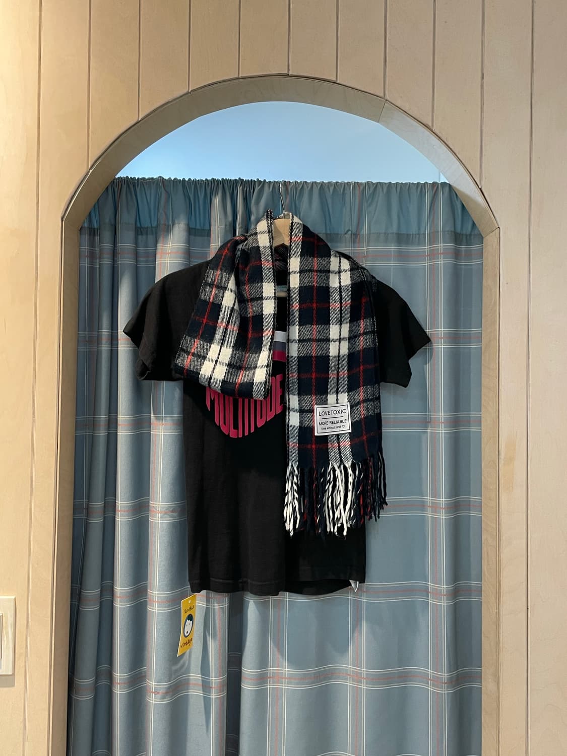 일본빈티지 love toxic 체크 목도리 상품이미지3