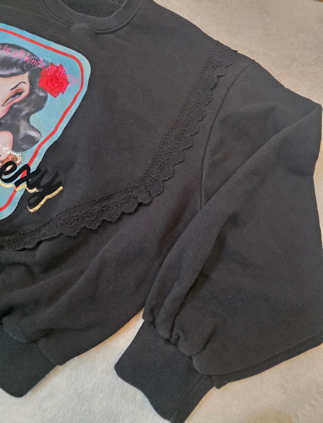 (여성) 레이스 포인트 맨투맨 상품이미지5