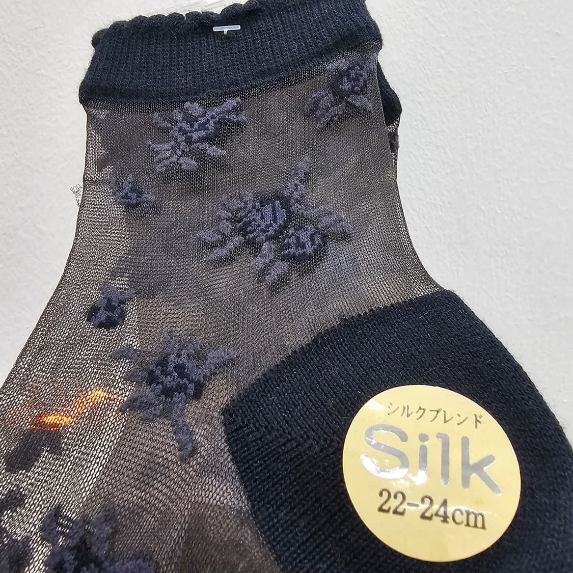 실크 혼방 플라워 패턴 블랙 시스루 삭스 상품이미지2