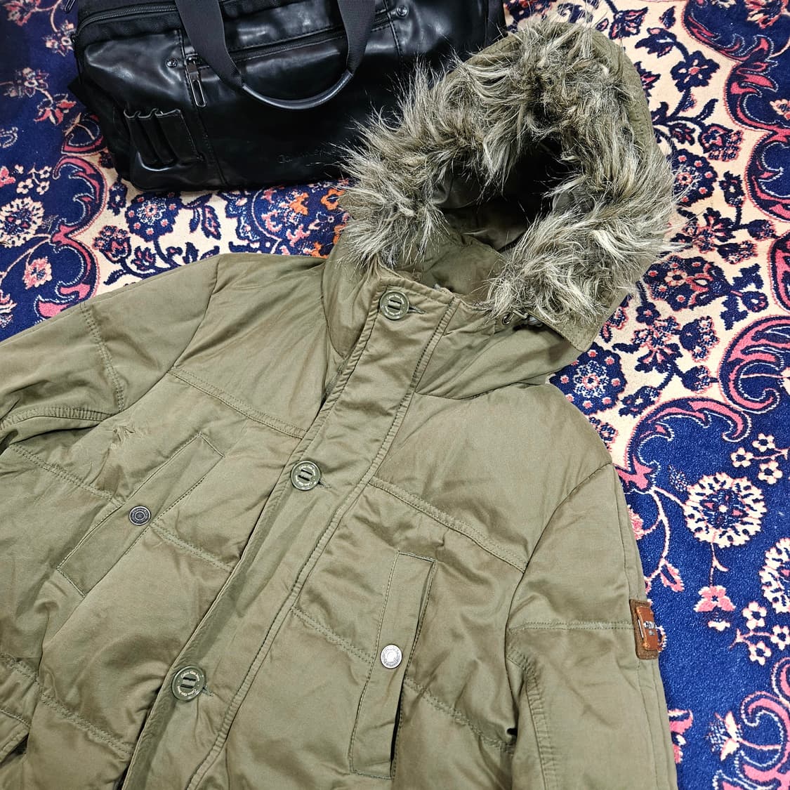 켈빈클라인 빈티지 밀리터리 덕다운 버튼 야상 점퍼 M size 상품이미지2