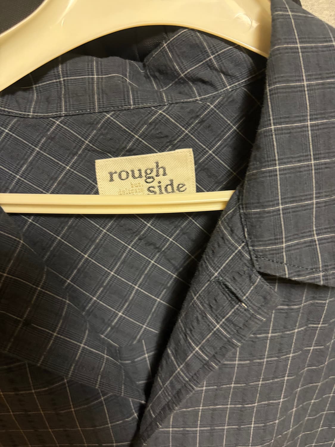 러프사이드 Balloon String Shirt Navy Check 상품이미지4