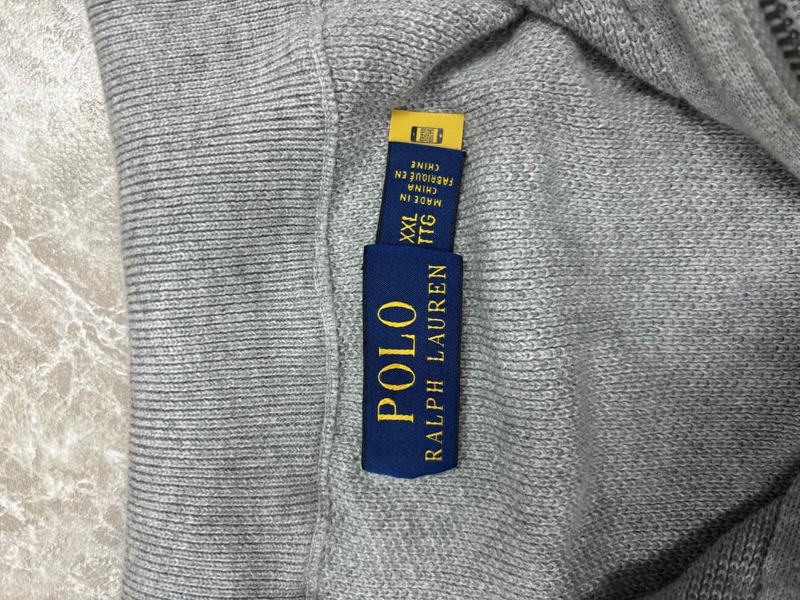 *큐알택 폴로 랄프로렌 큐알택 그레이 풀오버 하프집 코튼 니트 반집업(X 상품이미지4